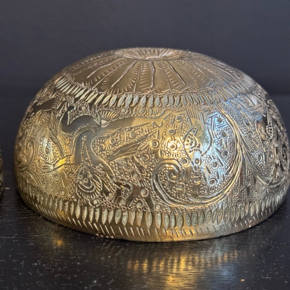 Vintage Brass Bowls Handcrafted Small Trinket Vessels Solid Metal Dish - Picture 2 of 5